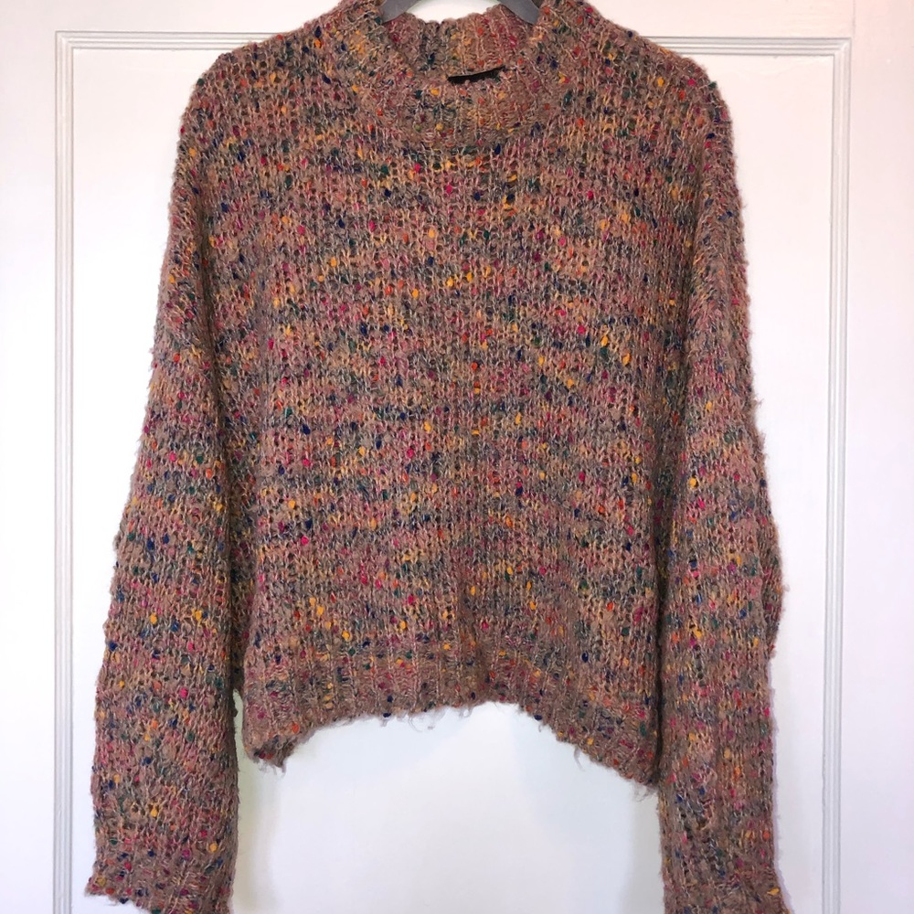 Express Rainbow Balloon Sleeved Cropped Sweater